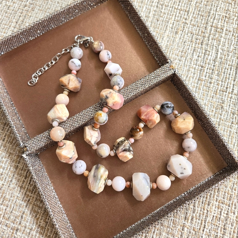 Sterling Silver Natural Stone Beaded Necklace